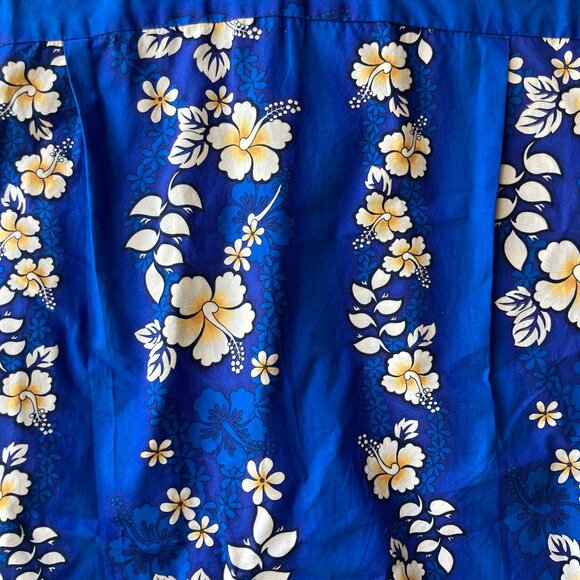 Vtg Pacific Legend Classic Hibiscus Aloha Hawaiian Shirt Navy Blue Size M Mens - Picture 9 of 14